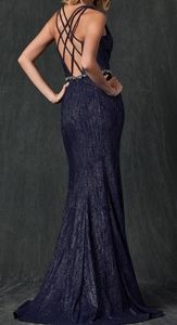 COPY - EVENING GOWN. FITTED CRISS CROSS OPEN BACK PROM